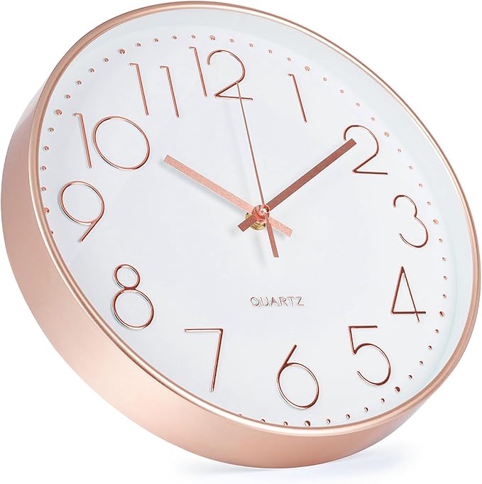 Wall Clock 12 Inch Non-Ticking Silent Modern Simple Style Round Decor Clock - Image 2