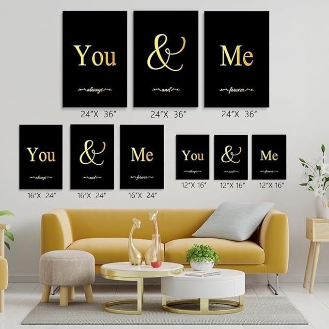 GUBIYU Black and Gold Bedroom Art Love Wall Decor - Image 2