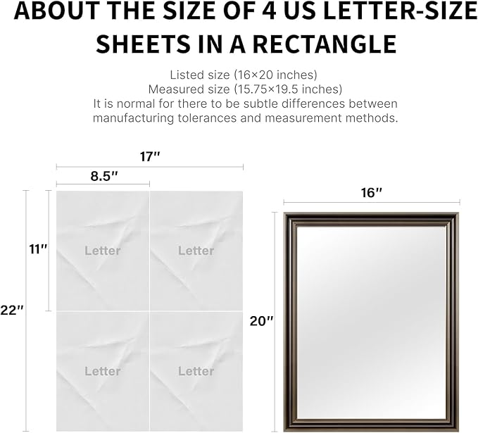 Retro Copper Effect Framed Wall Mirror, 16x20 Rectangle Mirror, - Image 5