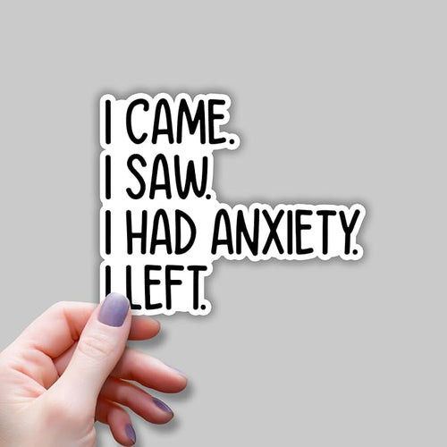 (3 pcs) I Came I Saw I Had Anxiety I Left Sticker for Tumbler Funny Sarcastic Motivational Phrase Inspirational Quote Vinyl Decal for Kindle Laptop Water Bottle Phone Hard Hat - 3x2.6