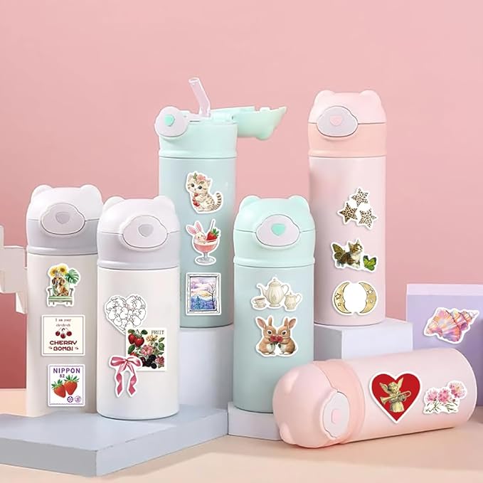 100PCS Pink Coquette Stickers Pack, Cute Aesthetic Bow Girly Stickers for Women Girls Waterproof Vinyl Decals for Laptop Water Bottles Computer Phone Guitar