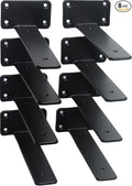8 Pack - 7 inch Black Hidden L Shelf Bracket Iron Floating Shelf Brackets by MHMYDZ