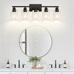 Indoi 5-Light Bathroom Light Fixtures, Matte Black Modern Vanity Lights - Image 7