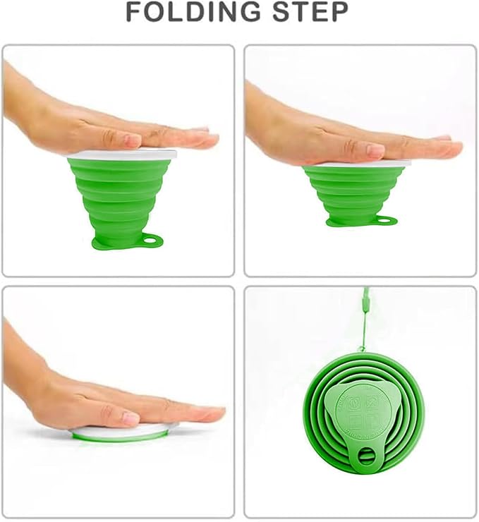 Silicone Collapsible Cup,Collapsible Cups for Camping,Folding Cup with Lids,Collapsible Coffee Cup,Reusable Drinking Mugs Cup(Green)
