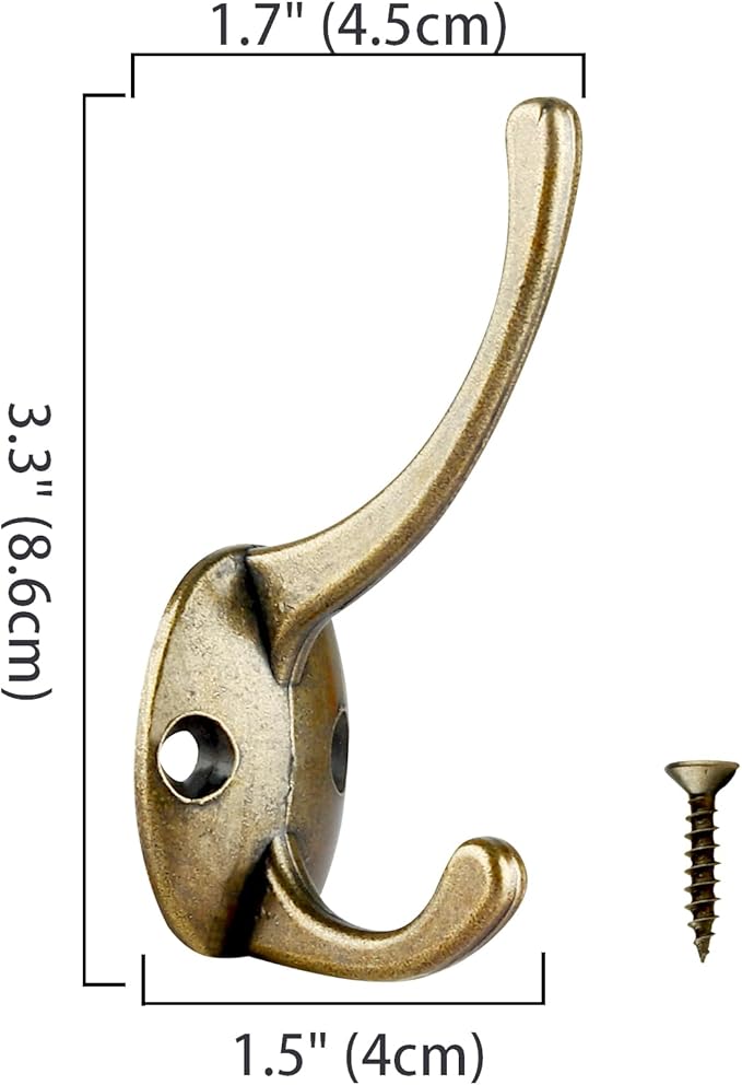 IBosins 32 Pack Antique Brass Coat Hooks Wall Mounted - Image 3