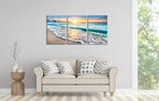 Wieco Art 3 Panels Blue Beach Sunrise White Wave Pictures on Canvas Wall Art - Image 5