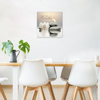 EOBTAIN Zen Flower Canvas Wall Art Bathroom Butterfly and Water Lily Stone - Image 2