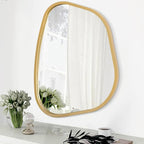 Large Asymmetrical Wall Mirror Irregular Wood Frame Modern Unique Wall-Mounted by HLFMVWE