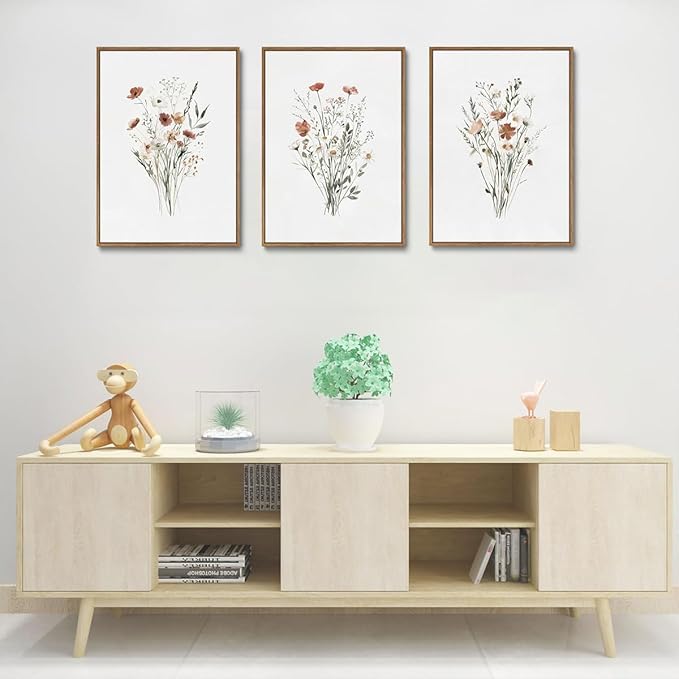 KISSFOX Framed Wildflower Wall Art Floral Canvas Wall Art Flower Pictures Wall - Image 2