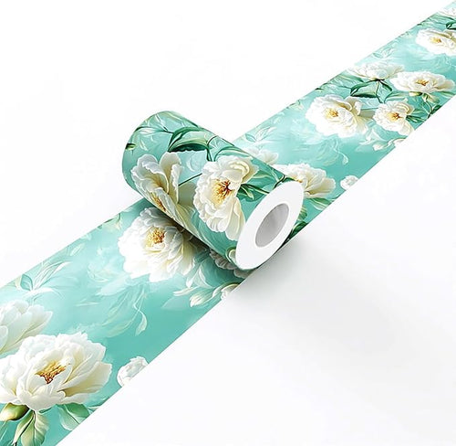 3D Floral Wallpaper Border White Peony Peel and Stick Wall Border Self Adhesive by WEISENI