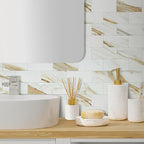 AULIGET 4-Piece Calacatta Gold Marble Look Peel and Stick Backsplash Wall Tiles - Image 4