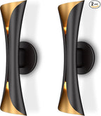 Tubicen Wall Sconces Set of Two Dimmable Mid-Century Modern Black and Gold by TubicenLighting