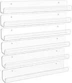 upsimples 6 Pack Clear Acrylic Shelves, 1.7" x12" Clear Wall Shelves by upsimples