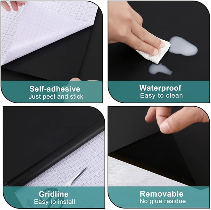 Arthome 23.6"x200" Black Wallpaper Peel and Stick Contact Paper, Matte Black - Image 6