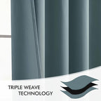 MIULEE Greyish Blue Back Tab Blackout Curtains 108 Inch Long 2 Panels Set - Image 7