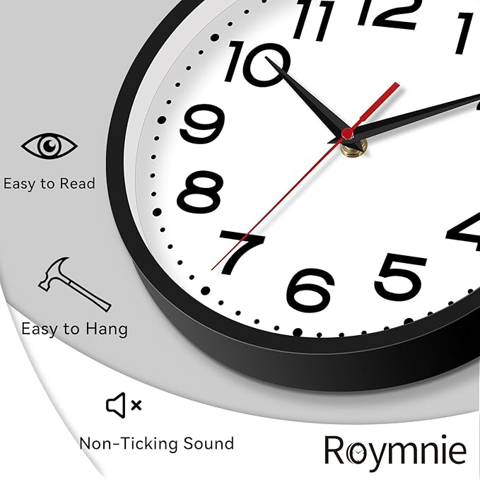 Roymnie Wall Clock Silent Non-Ticking Modern Clock Battery Operated 16 Inch - Image 5