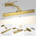 Afyuol Picture Lights for Wall, Brushed Gold Battery Operated Picture Light - Image 3