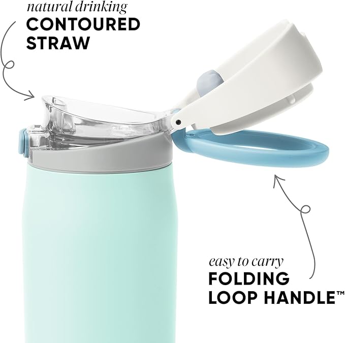 Simple Modern Mesa Loop Water Bottle with Covered Straw and Handle | 30oz Cup Holder Friendly Insulated Stainless Steel Bottles for Travel, Sports and School | Seaside Coast