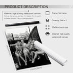 Retro Black And White Woman Canvas Wall Art Fashion Rooftop Party Posters - Image 2