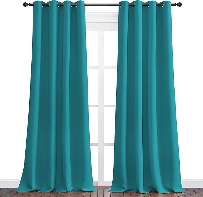 NICETOWN Room Darkening Curtains 108 inch Length 2 Panels, Peacock Teal - Image 2