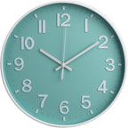 Wall Clock 12 Inch Mint Green Modern Simple Quartz Decorative Clock Non-Ticking by BAKBRAND
