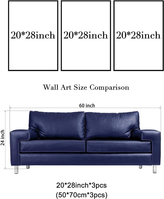 Wieco Art 3 Panels Blue Beach Sunrise White Wave Pictures on Canvas Wall Art - Image 6