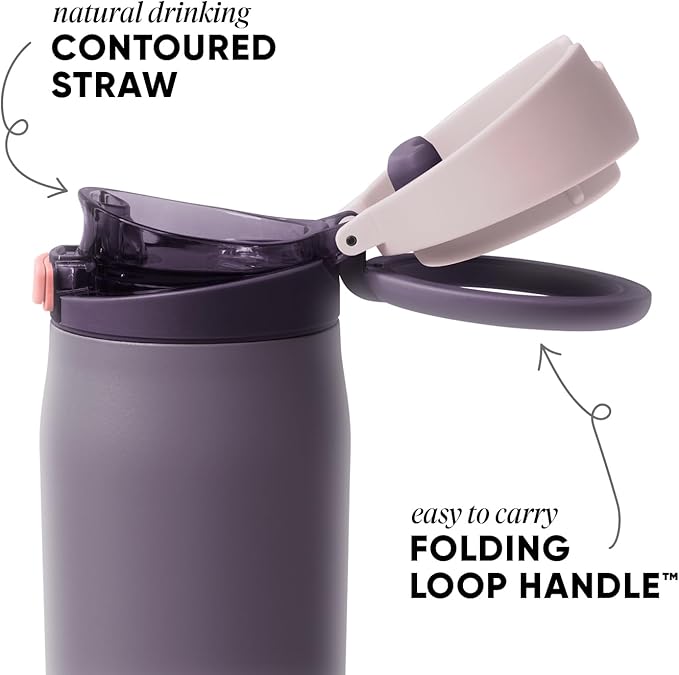 Simple Modern Mesa Loop Water Bottle with Covered Straw and Handle | 30oz Cup Holder Friendly Insulated Stainless Steel Bottles for Travel, Sports and School | Iris Sage