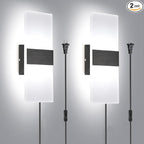 TRLIFE Wall Sconce Plug in, Modern Wall Sconces 12W LED Wall Sconce 6000K Cool by TRLIFE