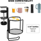 2 Pack 2 in 1 Desk Mug Hooks with Headphone Hanger Holder, Anti-Spill Clip-On Table Mug Hooks with 360° Rotation for Lawn Chair, Office Home Gaming Table
