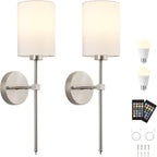 Battery Operated Wall Sconces Set of Two, Wireless Rechargeable Wall Light - Image 9