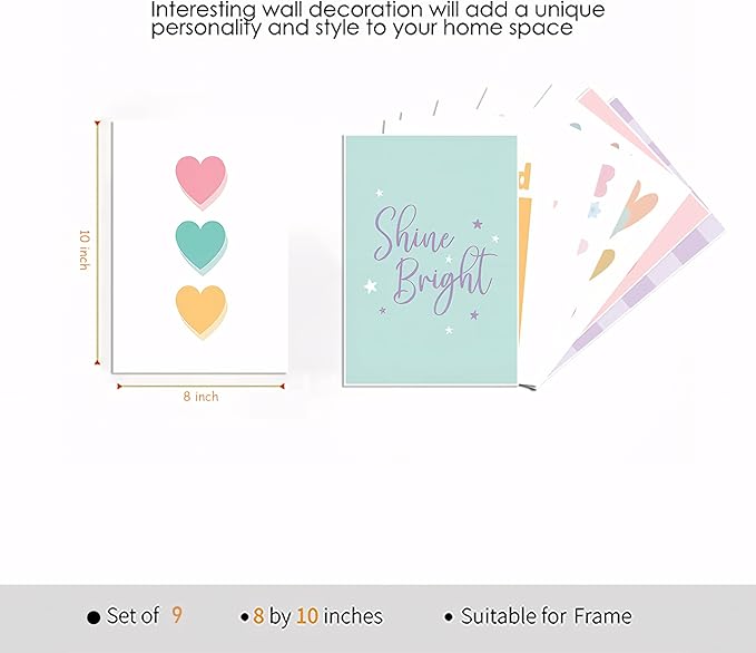 tgguytiy 9 Pcs Girls Room Wall Art Set, Cute Inspirational Nursery Decor - Image 3