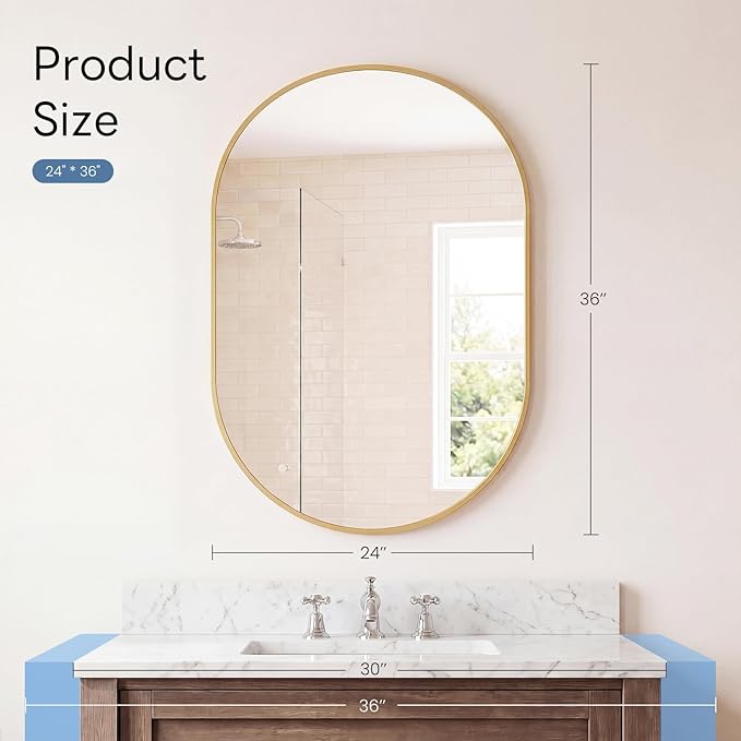 Sweetcrispy 24" x 36" Gold Bathroom Mirror - Image 6