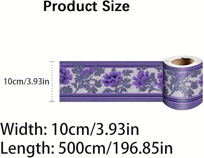 Purple Floral Wallpaper Border 196x4 Inch Peel and Stick Wall Border Self - Image 4
