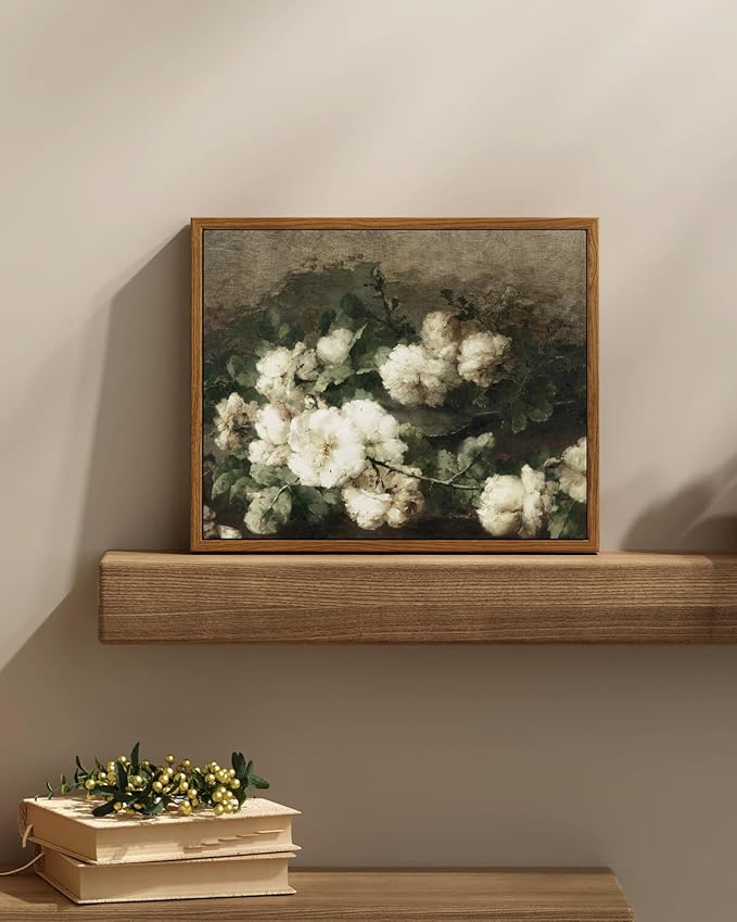 InSimSea Framed Canvas Wall Art Vintage Decor, Flower Prints Room Wall Decor - Image 3