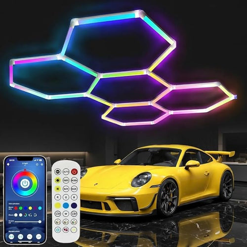 25Pack RGB 5 Hexagon LED Garage/Wall Lights, RGB 358 Kinds of Changes Dimmable by Tiyahomey