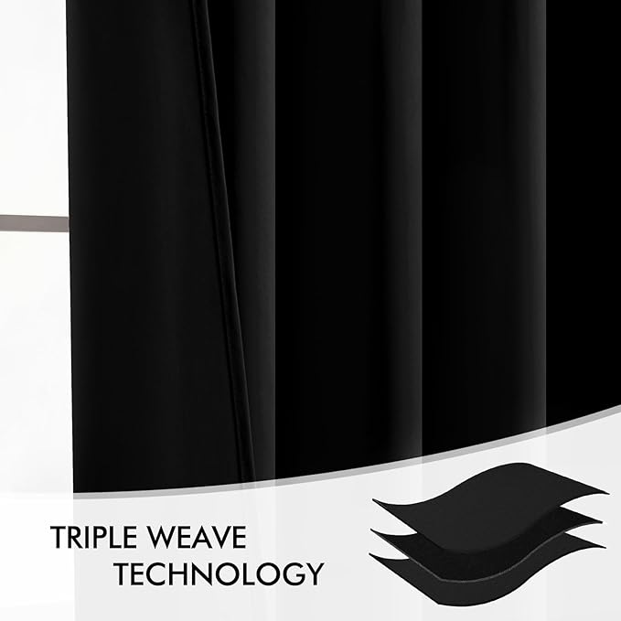 MIULEE Black Back Tab Blackout Curtains 80 Inch Length 2 Panels Set - Image 7