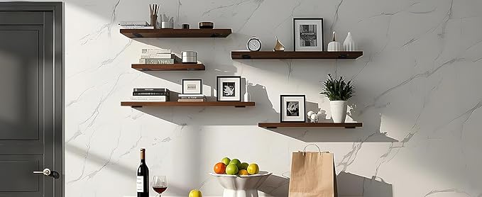 4 Pack - 4 inch Black Hidden L Shelf Bracket Iron Floating Shelf Brackets - Image 7