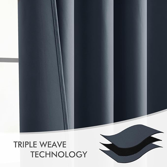 MIULEE Stone Blue Back Tab Blackout Curtains 90 Inches Long 2 Panels Set - Image 7