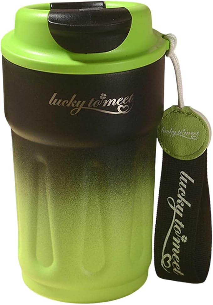 Insulated Travel Coffee Mug, Travel Coffee Mug with Lid, Insulated Stainless Steel Coffee Tumbler, Spill & Leak Proof, 14 oz Stainless Steel Cup for Ice, Water, Tea, Green