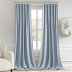 MIULEE Light Blue Back Tab Blackout Curtains 102 Inch Long 2 Panels Set - Image 9