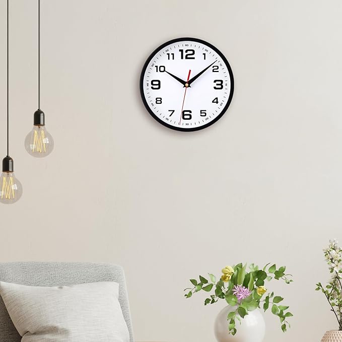 Wall Clock Silent Non-Ticking 10 Inch Clocks Battery Operated Large Numbers - Image 7