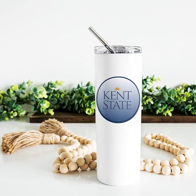 Kent State University Skinny Tumbler, Water Tumbler, Stainless Steel Tumbler, Tumbler Cup, Tumbler with Straw and Lid, Double Wall, Stainless Tumbler (Kent State University #10)