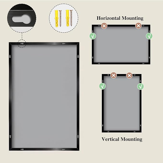 Koonmi Black Mirrors for Wall, 30x60 Inch Bathroom Mirror, Rectangular Wall - Image 8