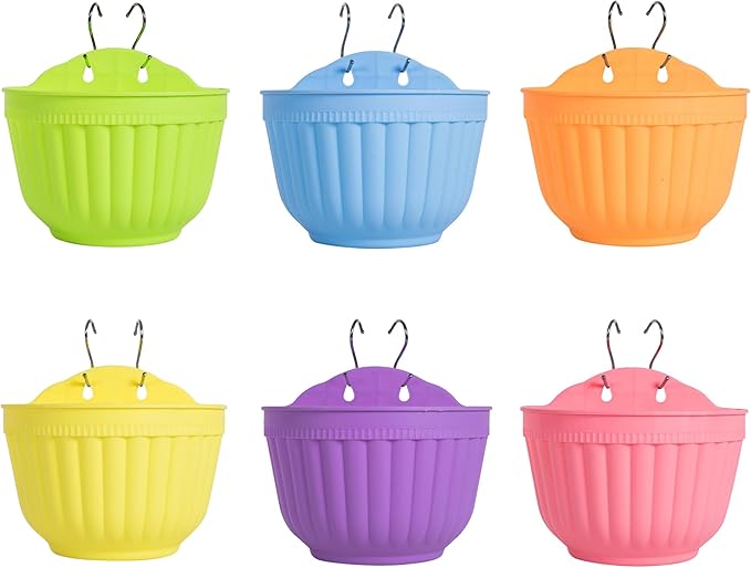 6 Pcs Colorful Resin Wall Hanging Planter Pot Vertical Garden Living Wall Mount by OrimercGarden