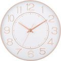 HZDHCLH Modern Wall Clocks Battery Operated, 10 inch White and Rosegold Clock by HZDHCLH