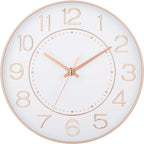 HZDHCLH Modern Wall Clocks Battery Operated, 10 inch White and Rosegold Clock by HZDHCLH