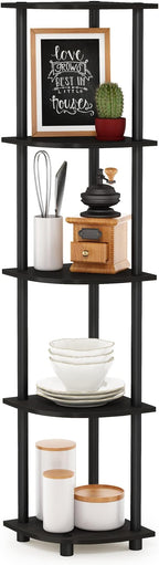 Furinno TURN-N-TUBE Corner Shelf, 5-Tier Corner Bookshelf, Open Storage Shelves by Furinno-FitsYourSpaceFitsYourBudget