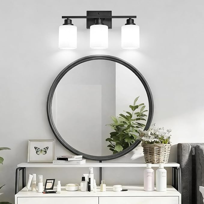 Unicozin 3-Light Bathroom Light Fixtures, Modern Black Vanity Light Over Mirror - Image 8