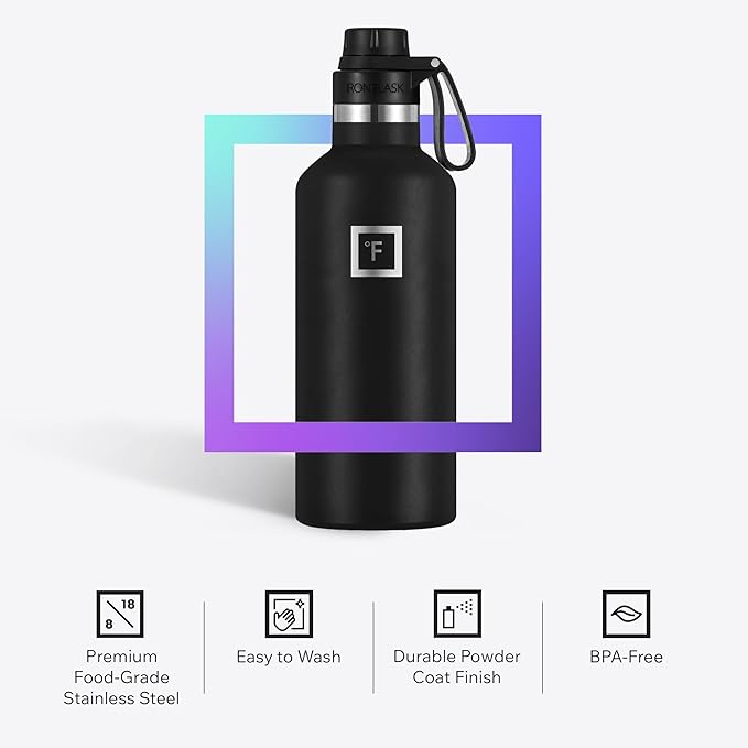 IRON °FLASK Camping & Hiking Hydration Flask with Spout, BPA-Free Insulated Stainless Steel Sports Water Bottle - 32 oz Twilight Blue