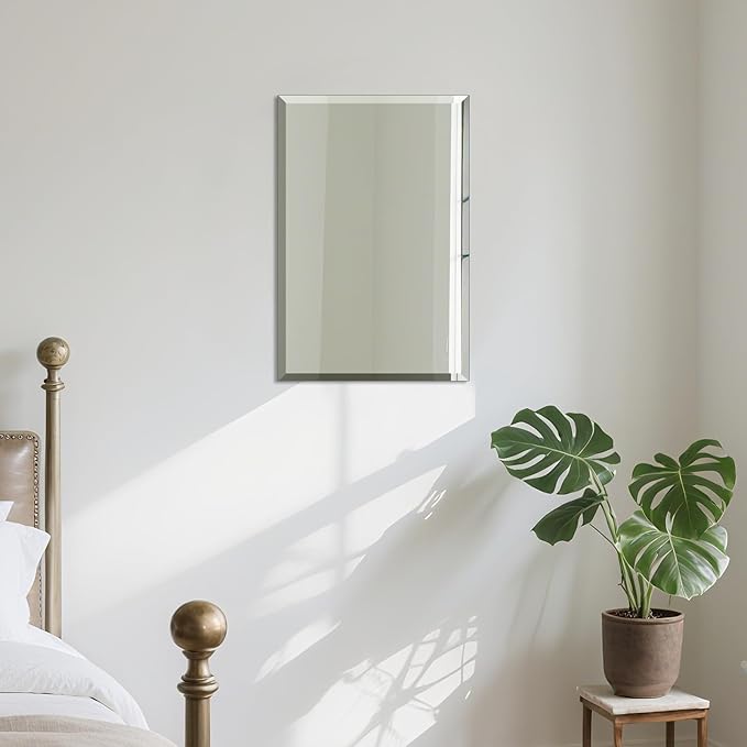 Beveled Bathroom Mirror for Wall, Rectangle Frameless Wall Mirror 24" x 16" - Image 9